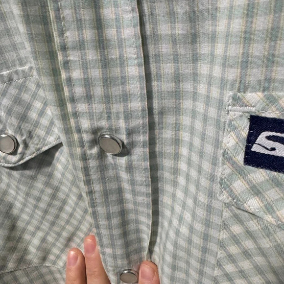 SALTY Shirt Western Short‎  Sleeve Pockets Pearl Snaps size large - Picture 6 of 6